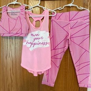 Girls tank, leggings and sports bra